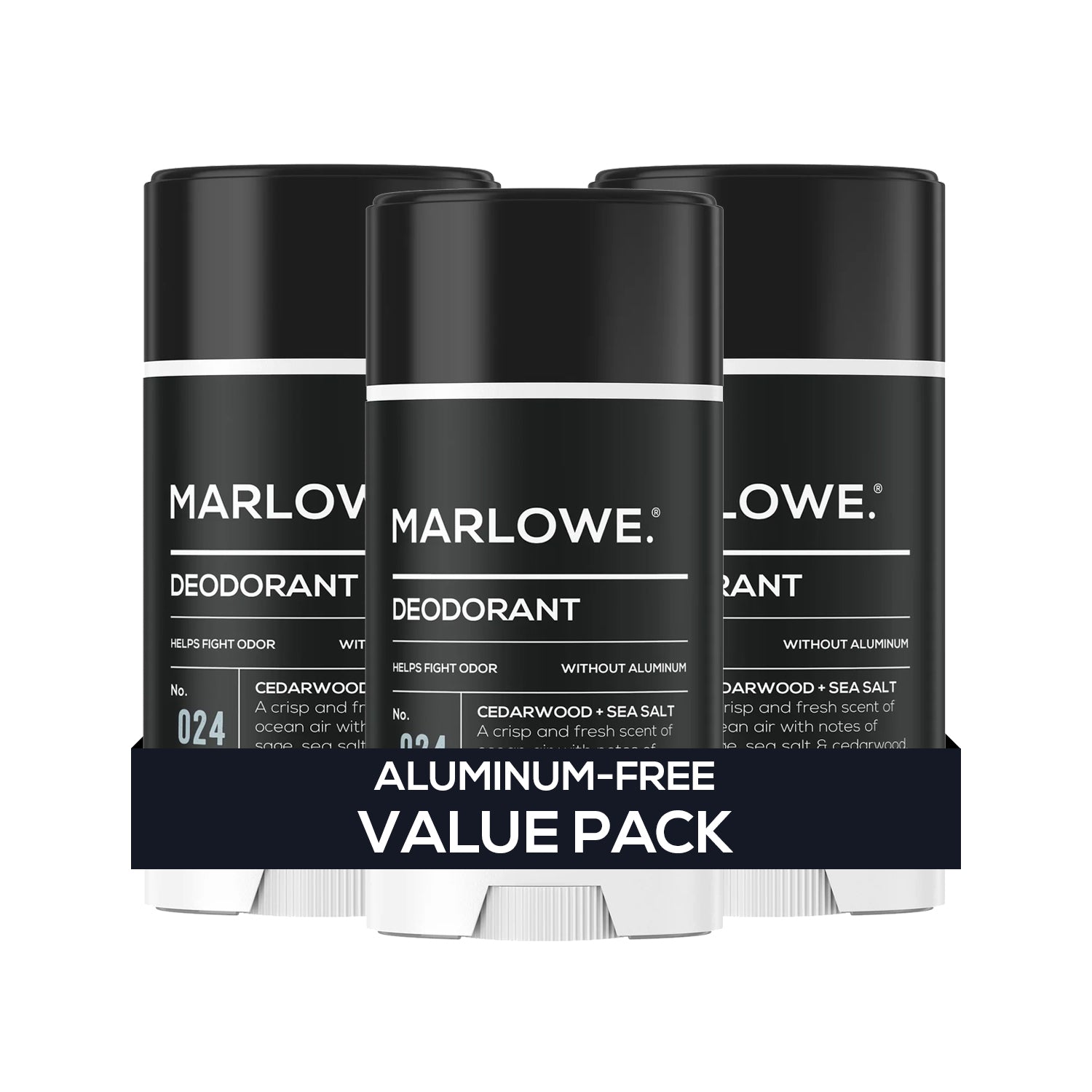 Aluminum-Free Deodorant Stick ?? Cedarwood + Sea Salt Scent (3-Pack)